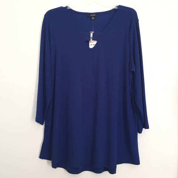 Alfani Plus Size Keyhole Tunic in Andromeda Blue - Picture 2 of 5